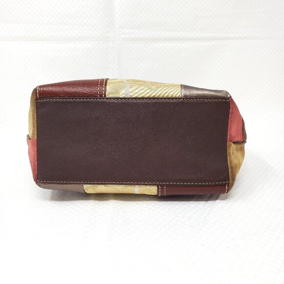 Coach Holiday Patchwork Demi Hobo Handbag - Suede Signature Mini Purse - Picture 5 of 16